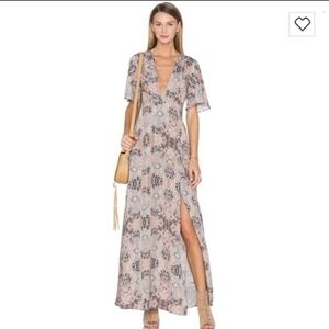 House of Harlow 1960 Blaire Wrap Maxi Long Dress Front Slit